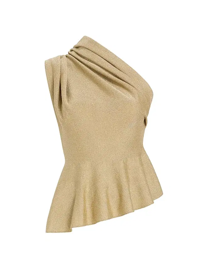 Women's Aimee Metallic One-Shoulder Peplum Top - Gold