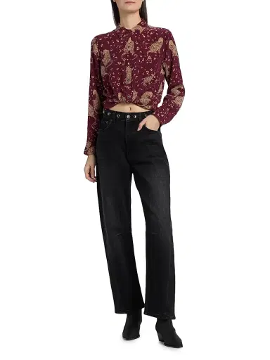 Rails Women's Kate Leopard-Print Silk Shirt - Oxblood Leopard | Thumbnail 2