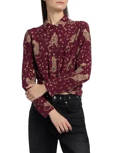 Rails Women's Kate Leopard-Print Silk Shirt - Oxblood Leopard | Thumbnail 3