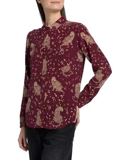 Rails Women's Kate Leopard-Print Silk Shirt - Oxblood Leopard | Thumbnail 4