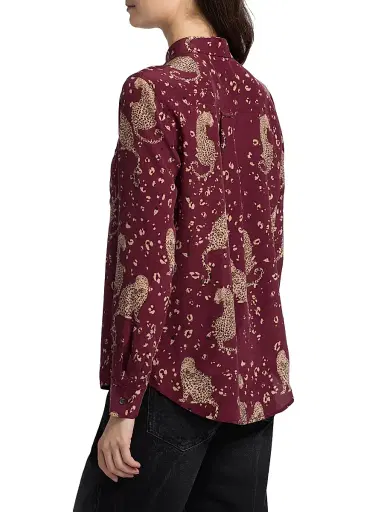 Rails Women's Kate Leopard-Print Silk Shirt - Oxblood Leopard | Thumbnail 5
