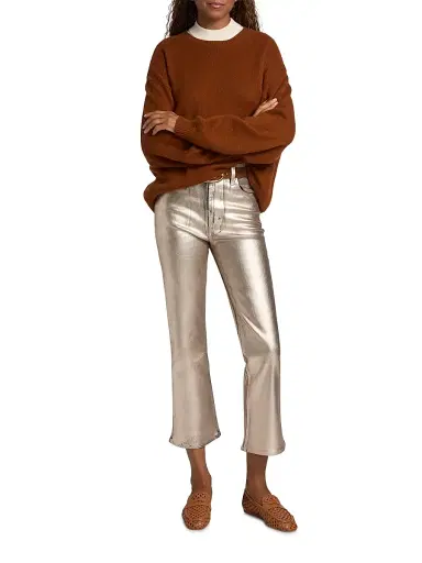 Frame Women's The Reboot Metallic Crop Jeans - Champagne Coated - Size 31 | Thumbnail 2