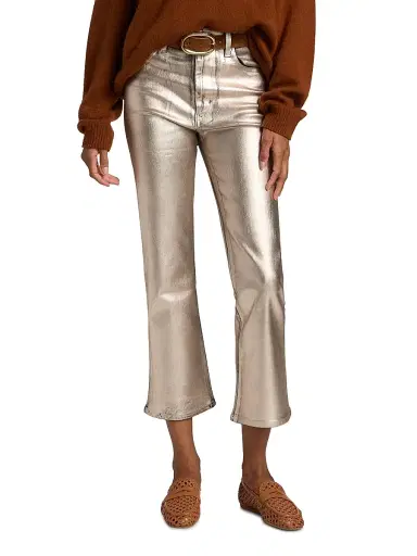 Frame Women's The Reboot Metallic Crop Jeans - Champagne Coated - Size 31 | Thumbnail 3