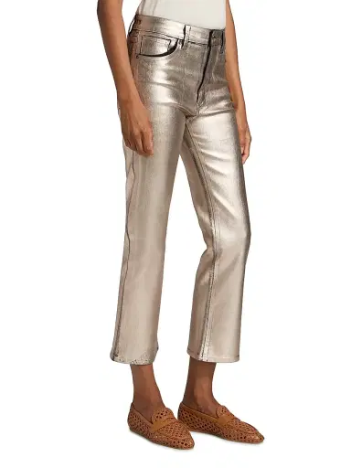 Frame Women's The Reboot Metallic Crop Jeans - Champagne Coated - Size 31 | Thumbnail 4