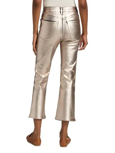 Frame Women's The Reboot Metallic Crop Jeans - Champagne Coated - Size 31 | Thumbnail 5