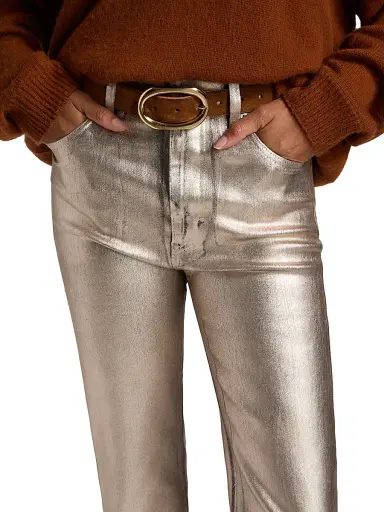 Frame Women's The Reboot Metallic Crop Jeans - Champagne Coated - Size 31 | Thumbnail 6