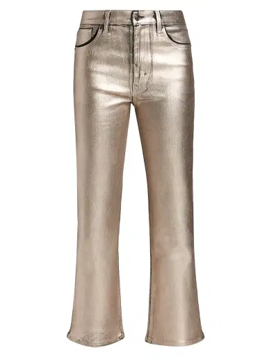 Frame Women's The Reboot Metallic Crop Jeans - Champagne Coated - Size 31 | Thumbnail 1