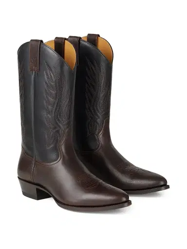 Ralph Lauren Purple Label Men's Leather Western Boots - Luggage Brown Black - Size 9.5 | Thumbnail 2