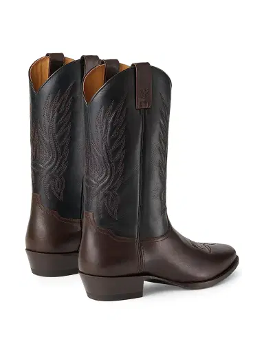 Ralph Lauren Purple Label Men's Leather Western Boots - Luggage Brown Black - Size 9.5 | Thumbnail 3