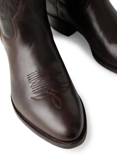 Ralph Lauren Purple Label Men's Leather Western Boots - Luggage Brown Black - Size 9.5 | Thumbnail 6