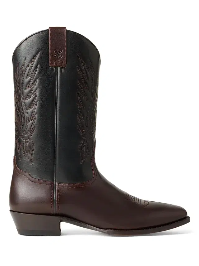 Men's Leather Western Boots - Luggage Brown Black