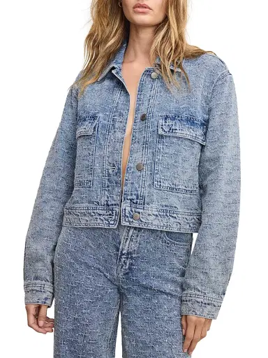 Good American Women's Crystal Denim Jacket - Indigo | Thumbnail 3