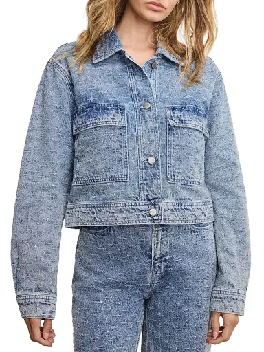 Good American Women's Crystal Denim Jacket - Indigo | Thumbnail 4