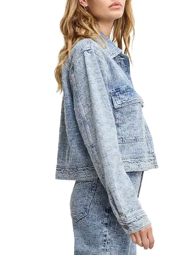 Good American Women's Crystal Denim Jacket - Indigo | Thumbnail 5