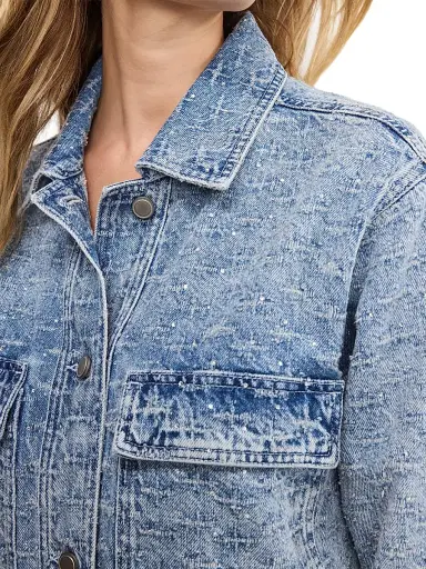 Good American Women's Crystal Denim Jacket - Indigo | Thumbnail 7