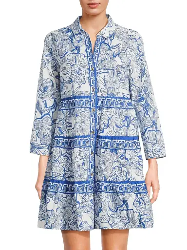 Lilly Pulitzer Women's Angie Floral Mini-Shirtdress - Coconut Unforgettable - Size 12 | Thumbnail 3 Lilly Pulitzer Women's Angie Floral Mini-Shirtdress - Coconut Unforgettable - Size 12 | Thumbnail 3