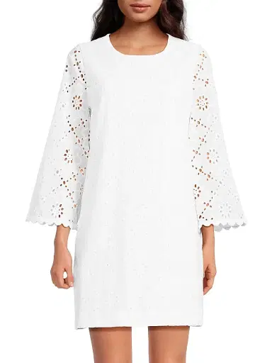 Lilly Pulitzer Women's Richie Cotton Eyelet Shift Minidress | Thumbnail 3 Lilly Pulitzer Women's Richie Cotton Eyelet Shift Minidress | Thumbnail 3