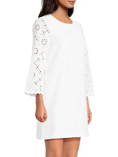 Lilly Pulitzer Women's Richie Cotton Eyelet Shift Minidress | Thumbnail 4 Lilly Pulitzer Women's Richie Cotton Eyelet Shift Minidress | Thumbnail 4