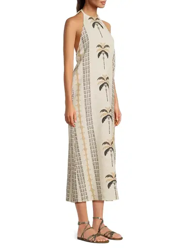 Ramy Brook Women's Gardenia Printed Midi-Dress - Palm Print - Size XL | Thumbnail 4