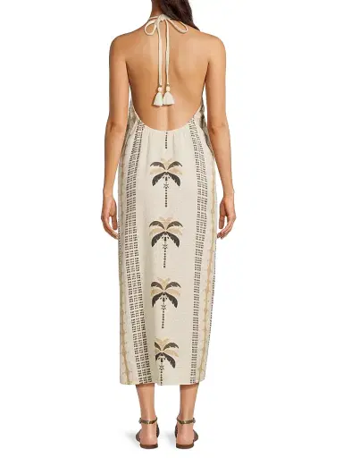 Ramy Brook Women's Gardenia Printed Midi-Dress - Palm Print - Size XL | Thumbnail 5