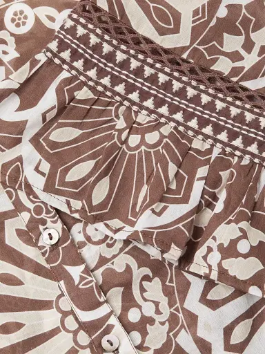 Ramy Brook Women's Violette Printed Cotton Cover-Up Shirt - Beach Brown Combo - Size Small | Thumbnail 6 Ramy Brook Women's Violette Printed Cotton Cover-Up Shirt - Beach Brown Combo - Size Small | Thumbnail 6