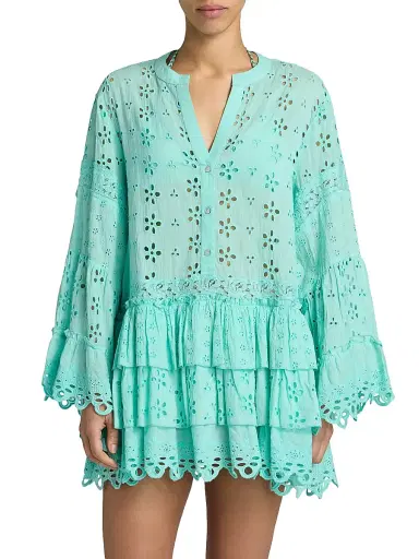 Ramy Brook Women's Roxanne Eyelet Cotton Minidress | Thumbnail 3