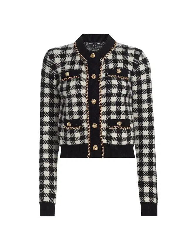 Generation Love Women's Selma Checked Jacquard Cardigan - Black