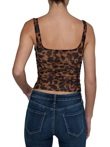 L'AGENCE Women's Rasha Shirred Leopard Tank - Brown Multi Amur Leopard | Thumbnail 4