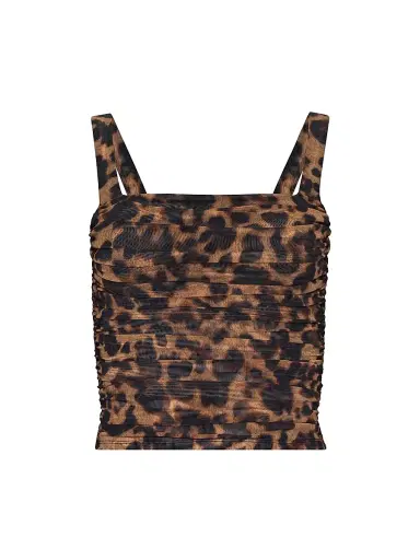 L'AGENCE Women's Rasha Shirred Leopard Tank - Brown Multi Amur Leopard | Thumbnail 1