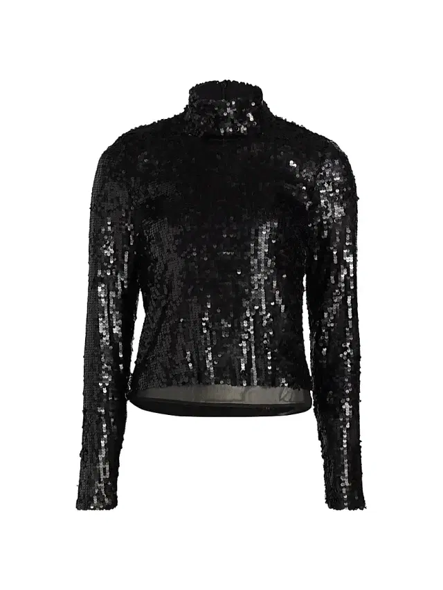rag & bone Women's Lucy Sequined Mock Turtleneck Sweater - Black