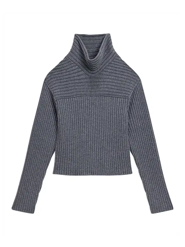 Theory Women's Ribbed Merino Wool Sweater - Dark Grey Melange