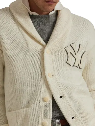 Polo Ralph Lauren Men's New York Yankees Shawl Cardigan - Andover Cream Combo | Thumbnail 6