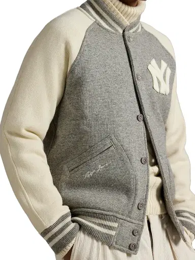 Polo Ralph Lauren Men's New York Yankees Colorblocked Baseball Jacket - Regent Heather Deckwash White | Thumbnail 5