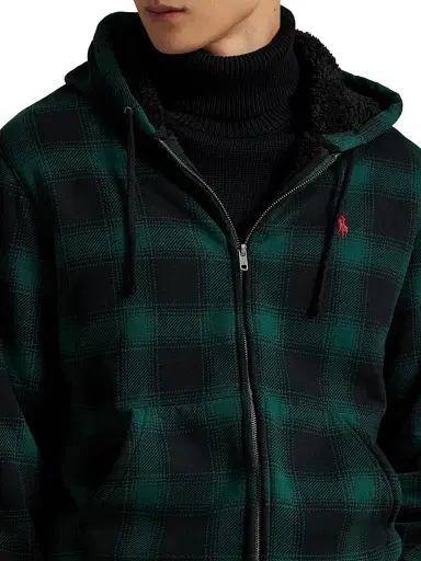 Polo Ralph Lauren Men's Magic Cotton Fleece Plaid Hoodie - Lodge Shadow Plaid Moss Agate | Thumbnail 5 Polo Ralph Lauren Men's Magic Cotton Fleece Plaid Hoodie - Lodge Shadow Plaid Moss Agate | Thumbnail 5