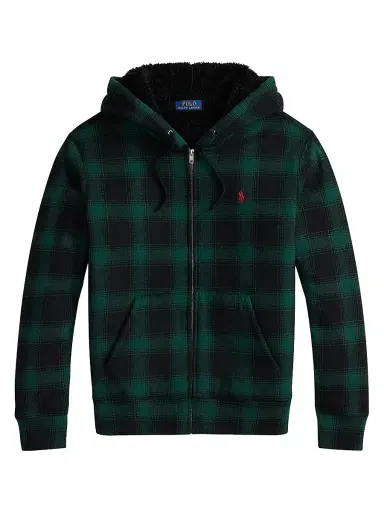 Polo Ralph Lauren Men's Magic Cotton Fleece Plaid Hoodie - Lodge Shadow Plaid Moss Agate | Thumbnail 1 Polo Ralph Lauren Men's Magic Cotton Fleece Plaid Hoodie - Lodge Shadow Plaid Moss Agate | Thumbnail 1