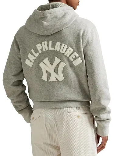 Polo Ralph Lauren Men's New York Yankees Cotton Fleece Hoodie - Dark Sport Heather | Thumbnail 4