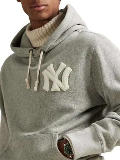 Polo Ralph Lauren Men's New York Yankees Cotton Fleece Hoodie - Dark Sport Heather | Thumbnail 5