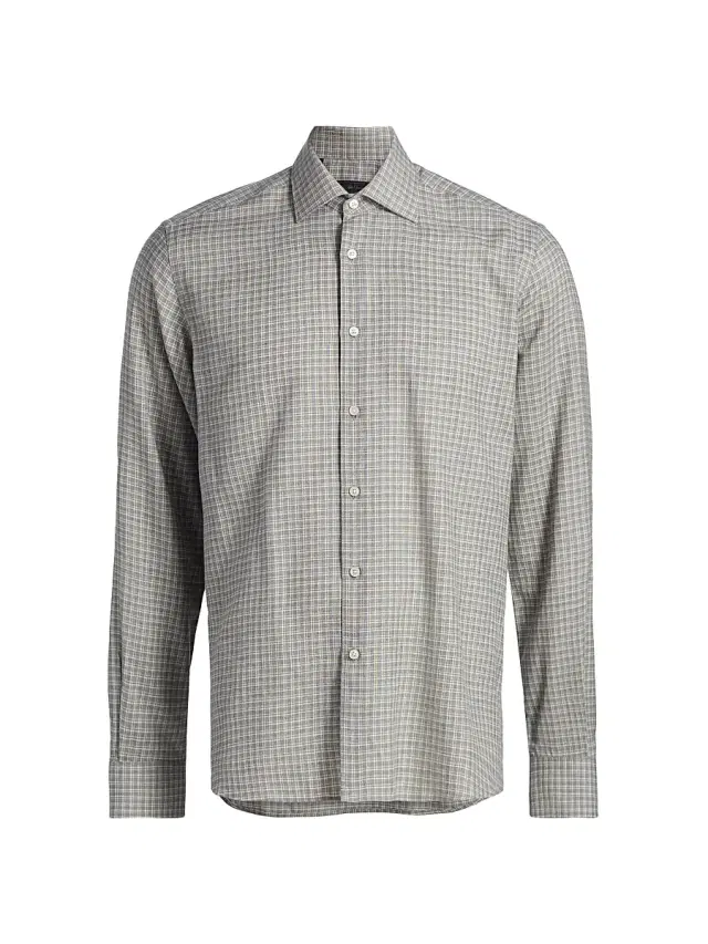 Men's COLLECTION Check Wool-Blend Shirt - Grey - Size XXL Men's COLLECTION Check Wool-Blend Shirt - Grey - Size XXL