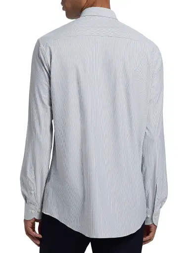 Saks Fifth Avenue Men's COLLECTION Vertical Mini-Striped Button-Front Shirt - Grey - Size 18 | Thumbnail 5