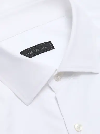 Saks Fifth Avenue Men's COLLECTION Solid Cotton Dress Shirt - White - Size 18 | Thumbnail 7