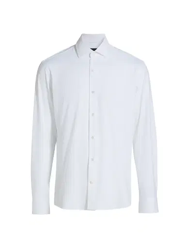 Saks Fifth Avenue Men's COLLECTION Solid Cotton Dress Shirt - White - Size 18 | Thumbnail 1