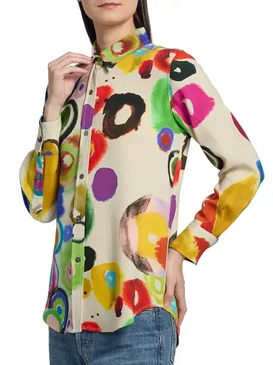 Libertine Women's JH Gouache New Classic Shirt - Cream Multi | Thumbnail 4 Libertine Women's JH Gouache New Classic Shirt - Cream Multi | Thumbnail 4