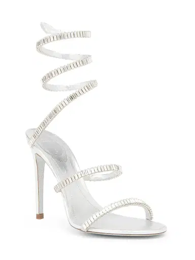 René Caovilla Women's 105MM Crystal-Embellished Leather Wrap Sandals - Silver Lamb Crystal Strass | Thumbnail 2