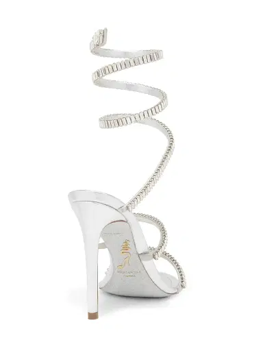 René Caovilla Women's 105MM Crystal-Embellished Leather Wrap Sandals - Silver Lamb Crystal Strass | Thumbnail 3