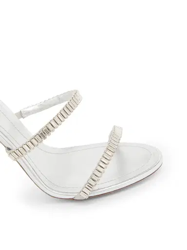 René Caovilla Women's 105MM Crystal-Embellished Leather Wrap Sandals - Silver Lamb Crystal Strass | Thumbnail 5