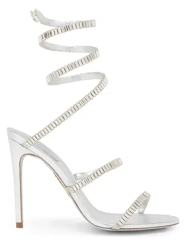 René Caovilla Women's 105MM Crystal-Embellished Leather Wrap Sandals - Silver Lamb Crystal Strass | Thumbnail 1