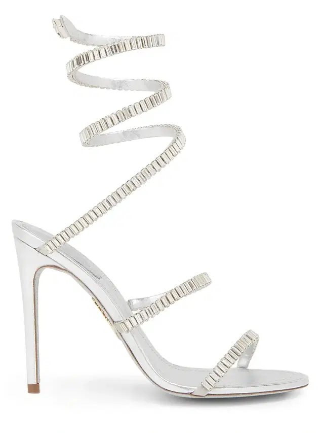 Women's 105MM Crystal-Embellished Leather Wrap Sandals - Silver Lamb Crystal Strass