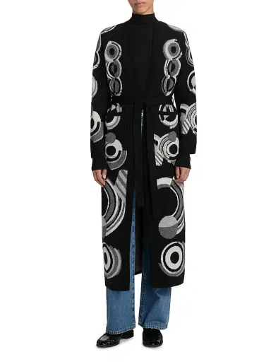 Libertine Women's Sonia Longline Cashmere Belted Cardigan - Black Multi - Size Medium | Thumbnail 3 Libertine Women's Sonia Longline Cashmere Belted Cardigan - Black Multi - Size Medium | Thumbnail 3