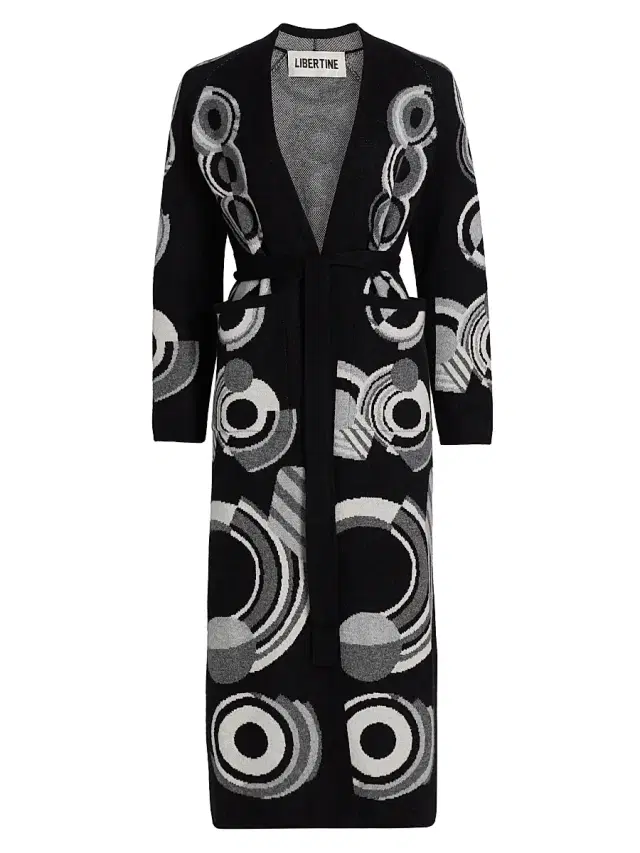Libertine Women's Sonia Longline Cashmere Belted Cardigan - Black Multi