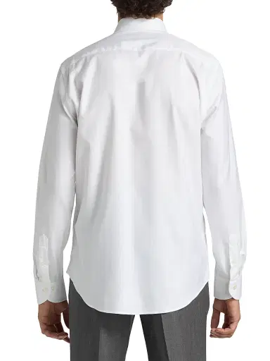 Saks Fifth Avenue Men's COLLECTION Herringbone Cotton Dress Shirt - White - Size 17.5 | Thumbnail 5